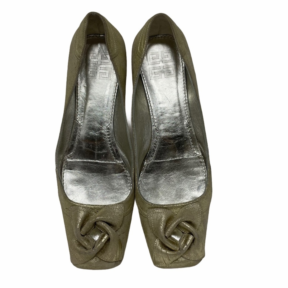 Givenchy Gold Metallic Square Toe Ballet Flats Size 8.5 - Picture 9 of 14